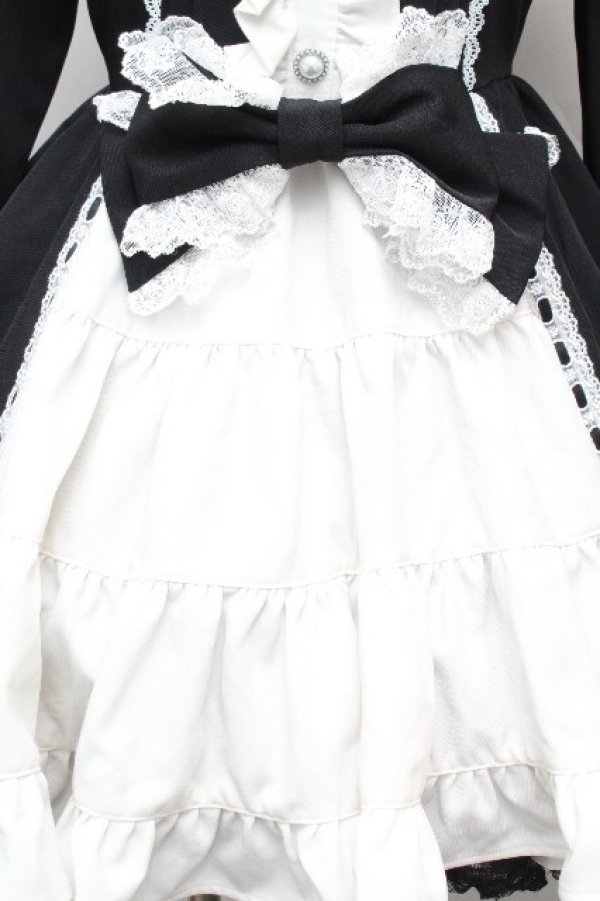 画像5: DearMyLove / プリンセスティアードはしごレースフリルワンピース M 黒ｘ白 S-26-04-02-049-0-OP-AS-ZS (5)