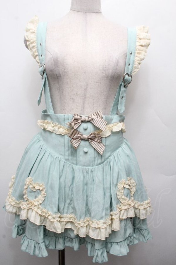 画像1: Hoshibako Works / シャンティクリーム・パティスリー サスペンダー付きスカート  ミント S-26-04-02-055-LO-SK-HR-ZS (1)