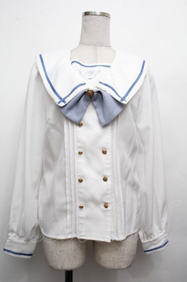 画像1: Amavel / Dreaming セーラーブラウス  白ｘブルー S-26-04-02-010-CA-TO-HR-ZS (1)