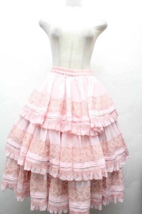 画像1: Hoshibako Works / 七色ワルツ2.0 チュールフリルアンダースカート  ピンク S-26-04-02-059-LO-SK-HR-ZS (1)