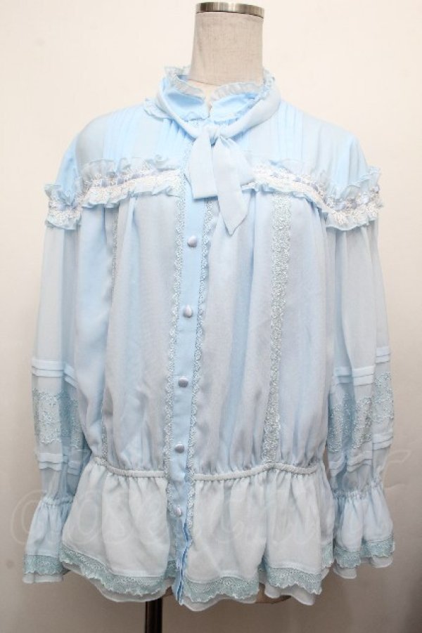 画像1: Hoshibako Works / 七色ワルツ2.0　セットアップ フリルブラウス  サックス S-26-04-02-021-LO-BL-HR-ZS (1)