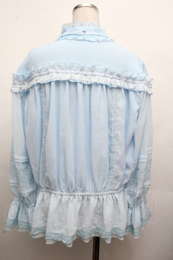 画像2: Hoshibako Works / 七色ワルツ2.0　セットアップ フリルブラウス  サックス S-26-04-02-021-LO-BL-HR-ZS (2)