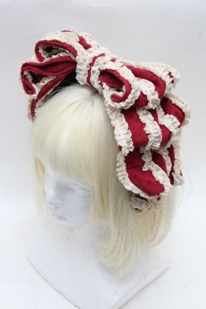 画像: Hoshibako Works / お人形風ラッピングリボンカチューシャ  ワイン S-26-04-02-005-LO-AC-AS-ZS