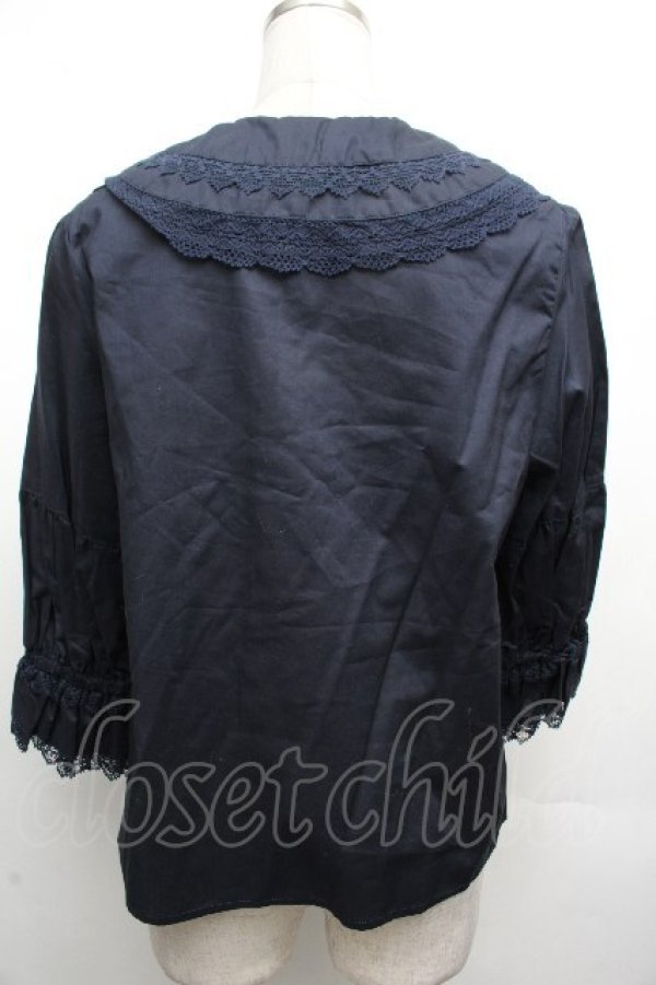 画像2: Perla nell' ostrica / コットンパフブラウス M 紺 S-26-04-02-025-EL-BL-HR-ZS (2)