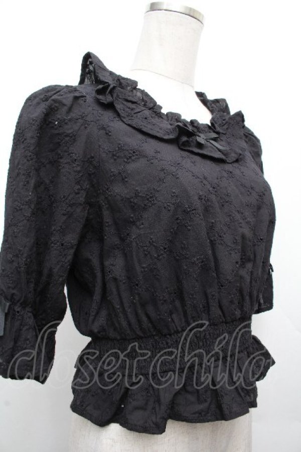 画像3: axes femme kawaii / コットンレースブラウス  黒 S-26-04-02-026-AX-BL-AS-ZS (3)