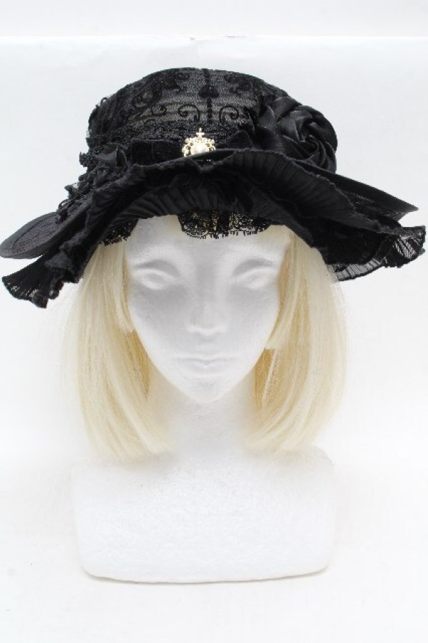 画像1: Hoshibako Works / レディ・アイリーンボーダーハット  黒 S-26-04-04-047-LO-AC-HR-ZS (1)