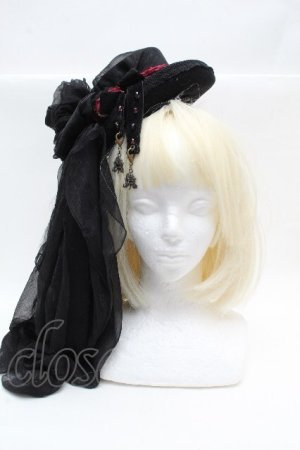 画像: Hoshibako Works / 真夜中の囁きシルクハット  黒 S-26-04-04-048-LO-AC-HR-ZS