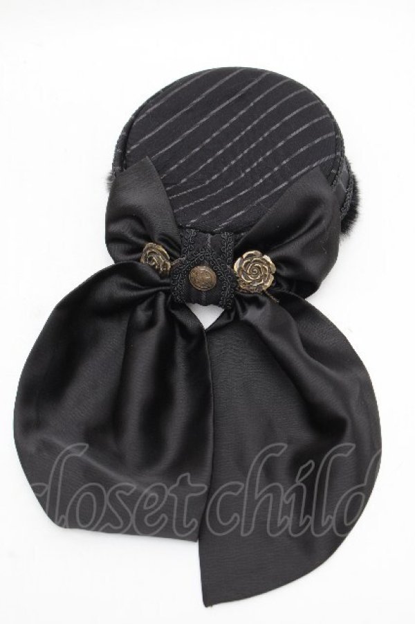 画像1: Hoshibako Works / リリィ・リドルピルボックスハット  黒 S-26-04-04-049-LO-AC-HR-ZS (1)