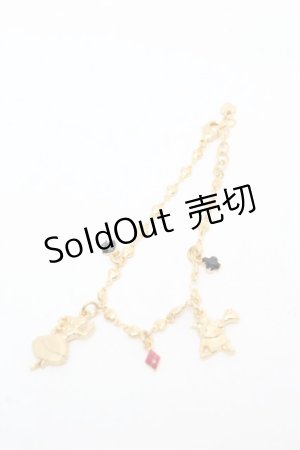 画像: Q-pot. / アリス＆ラビットカードブレスレット  ゴールド S-26-04-04-007-QP-AC-AS-ZS