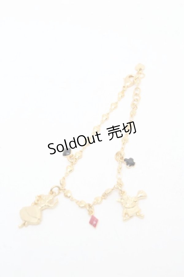 画像1: Q-pot. / アリス＆ラビットカードブレスレット  ゴールド S-26-04-04-007-QP-AC-AS-ZS (1)