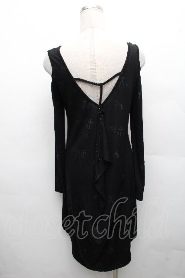 画像2: PUNK RAVE / クロスプリントカットソー  黒 S-26-04-04-059-PU-TO-HR-ZS (2)