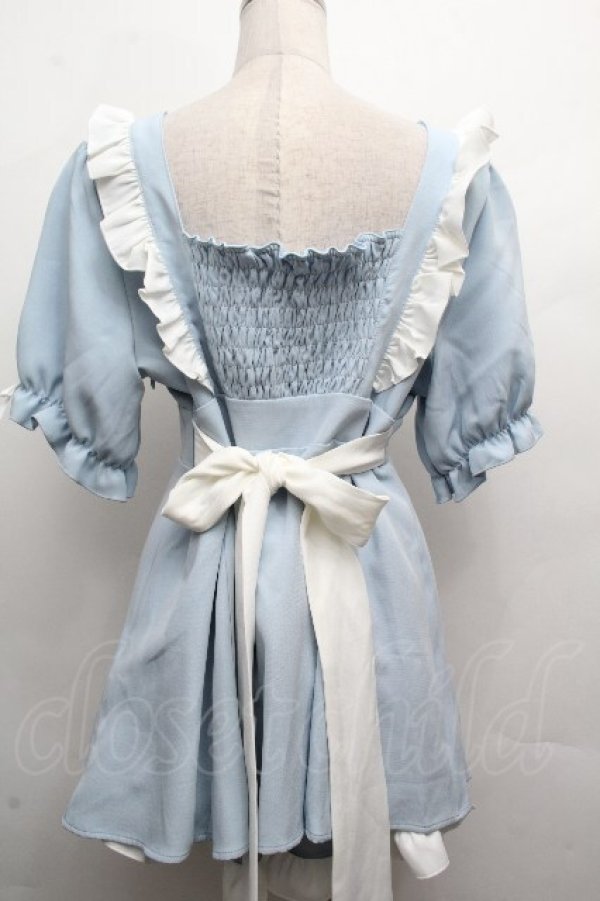 画像2: Dear My Love / 羽根チョーカーレースアップ半袖セットアップ【チョーカー欠品】  サックスｘ白 S-26-04-04-071-EL-OP-HR-ZS (2)