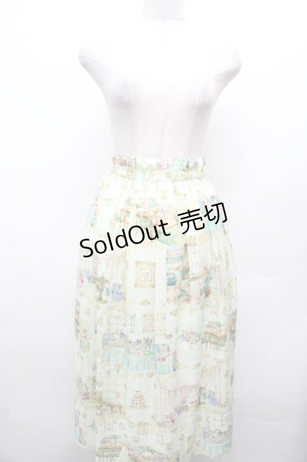 画像1: yukiemon / ゆきえもんちで朝食をテキスタイルふんわりスカート 3L ミントグリーン S-26-04-04-074-0-SK-AS-ZS (1)