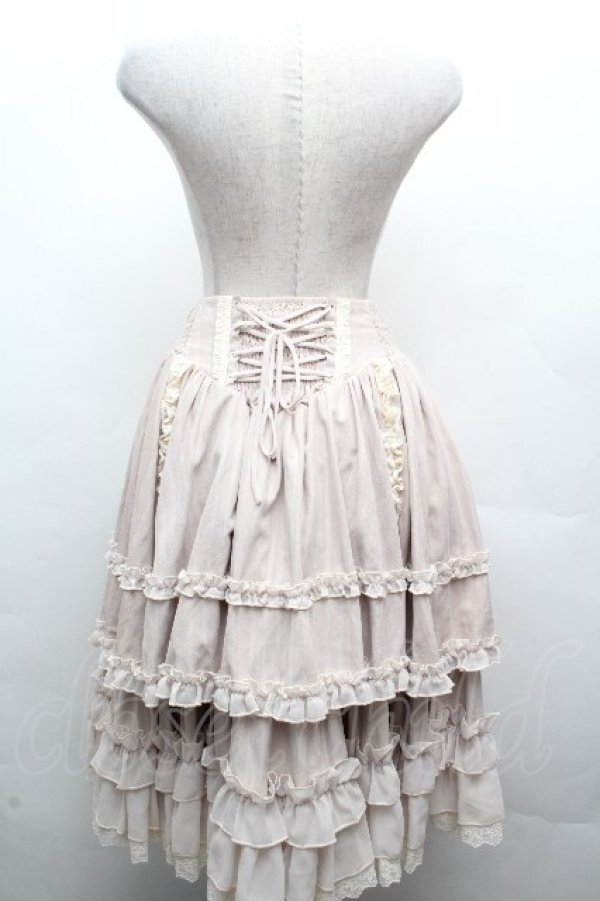 画像2: Hoshibako Works / オースティン ストライプ柄レースフリルスカート  ベージュ S-26-04-04-080-LO-SK-HR-ZS (2)