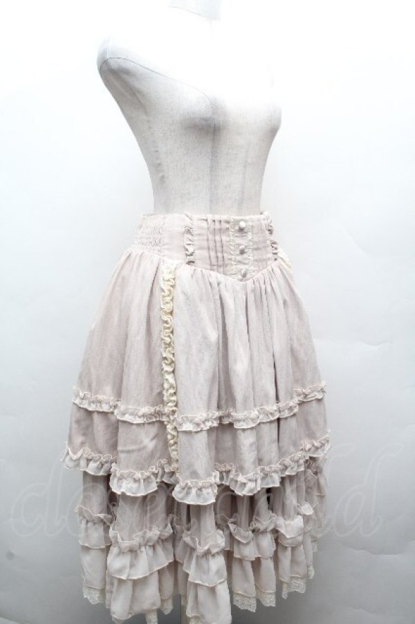 画像3: Hoshibako Works / オースティン ストライプ柄レースフリルスカート  ベージュ S-26-04-04-080-LO-SK-HR-ZS (3)