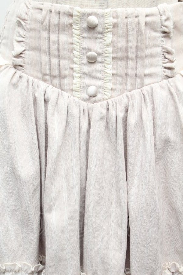 画像4: Hoshibako Works / オースティン ストライプ柄レースフリルスカート  ベージュ S-26-04-04-080-LO-SK-HR-ZS (4)