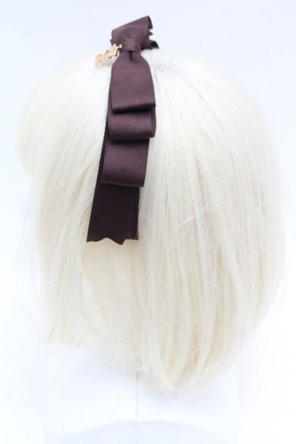 画像2: ALICE and the PIRATES / サテンリボンのまんなかリボンカチューシャ  ブラウン S-26-04-04-036-PA-AC-AS-ZS (2)