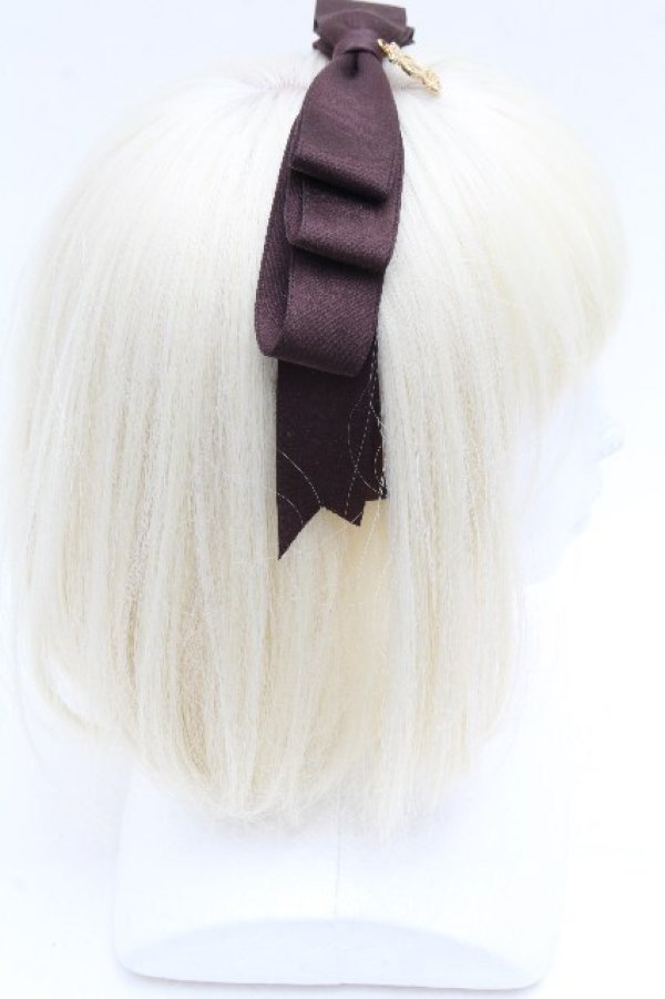 画像3: ALICE and the PIRATES / サテンリボンのまんなかリボンカチューシャ  ブラウン S-26-04-04-036-PA-AC-AS-ZS (3)