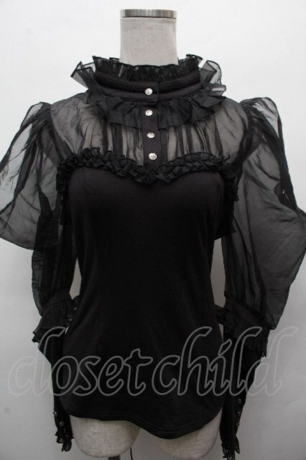 画像1: Hoshibako Works / ミッドナイトスター　オフショルダーブラウス  黒 S-26-04-05-035-LO-BL-HR-ZS (1)