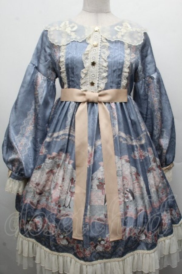 画像1: 中国ロリータ / ワンピース  サックス S-26-04-05-050-LO-OP-AS-ZS (1)