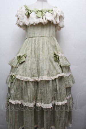 画像: Hoshibako Works / 避暑地の午後 フリルシフォンワンピース  グリーン S-26-04-05-052-LO-OP-HR-ZS