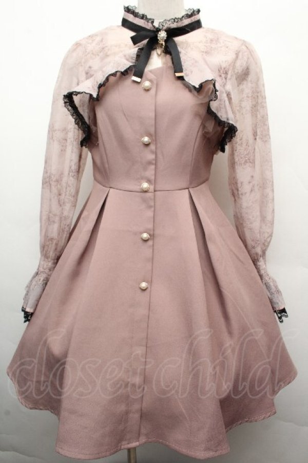 画像1: Rojita / シフォン切替ワンピース  ピンクベージュ S-26-04-05-053-LO-OP-AS-ZS (1)