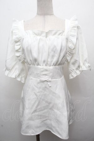 画像: Dear My Love / 羽根チョーカーレースアップ半袖セットアップ【トップスのみ】  白 S-26-04-05-027-EL-OP-HR-ZS