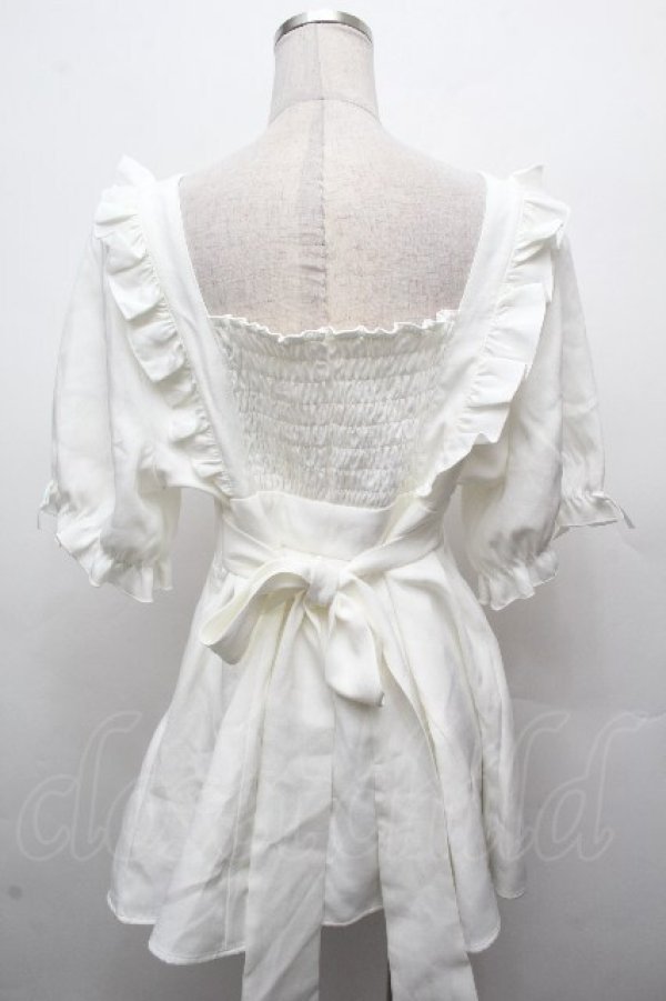 画像2: Dear My Love / 羽根チョーカーレースアップ半袖セットアップ【トップスのみ】  白 S-26-04-05-027-EL-OP-HR-ZS (2)