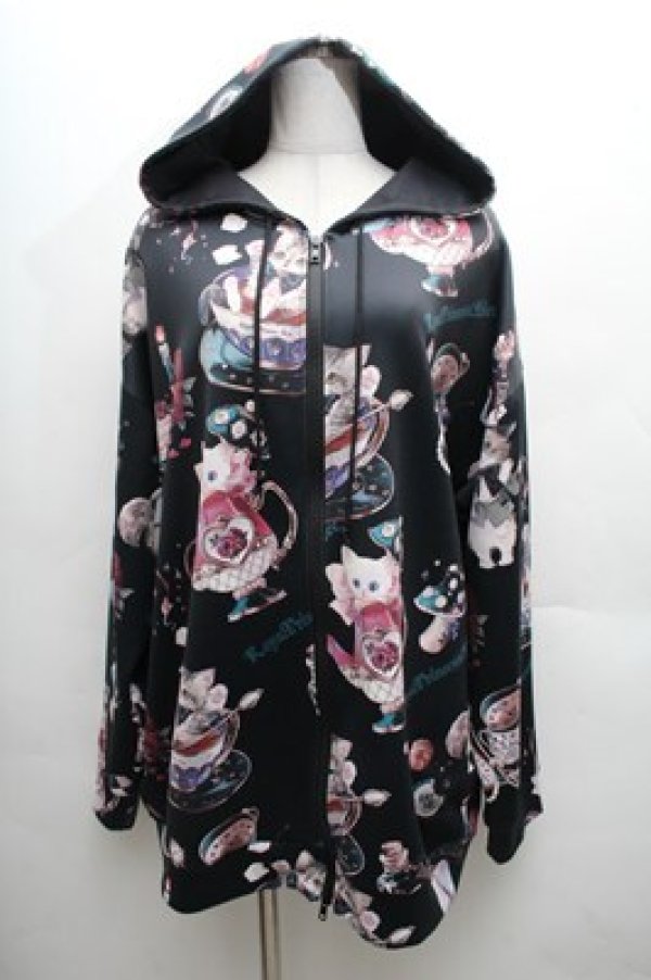 画像1: Royal Princess Alice / Cat in Wonderlandねこ助コラボパーカー  黒 S-26-04-06-050-LO-TO-AS-ZS (1)