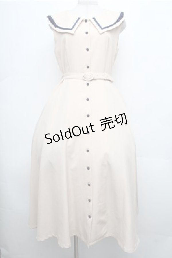 画像1: an another angelus / プチリボン配色ラインノースリーブワンピース  オフ S-26-04-06-052-CA-OP-AS-ZS (1)