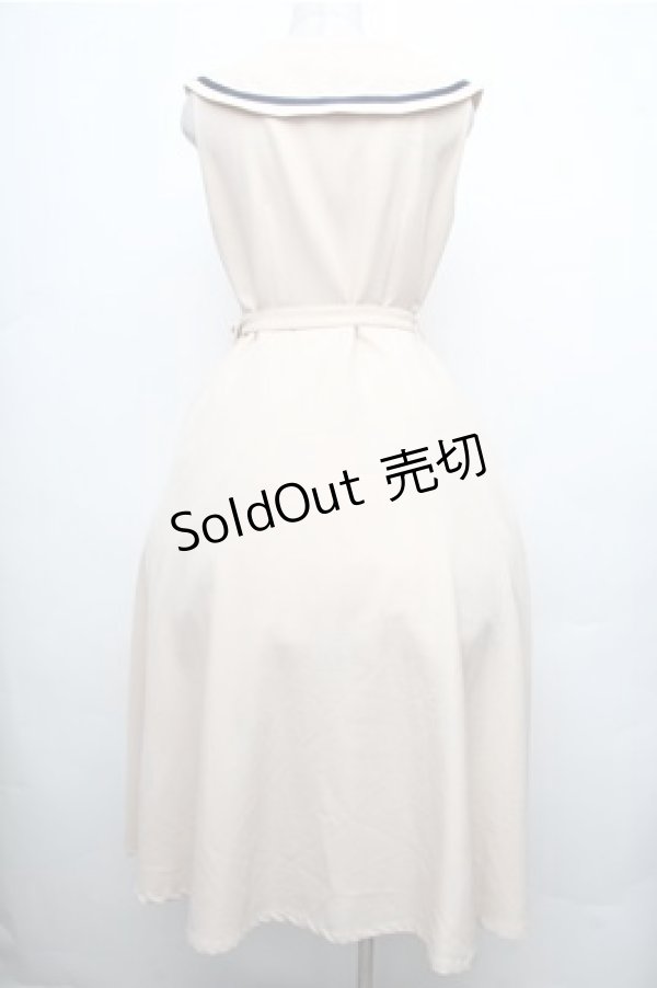 画像2: an another angelus / プチリボン配色ラインノースリーブワンピース  オフ S-26-04-06-052-CA-OP-AS-ZS (2)