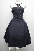 画像1: 中国ロリータ / ヨーク切替ワンピース  紺ｘ白 S-26-04-06-055-LO-OP-AS-ZS (1)
