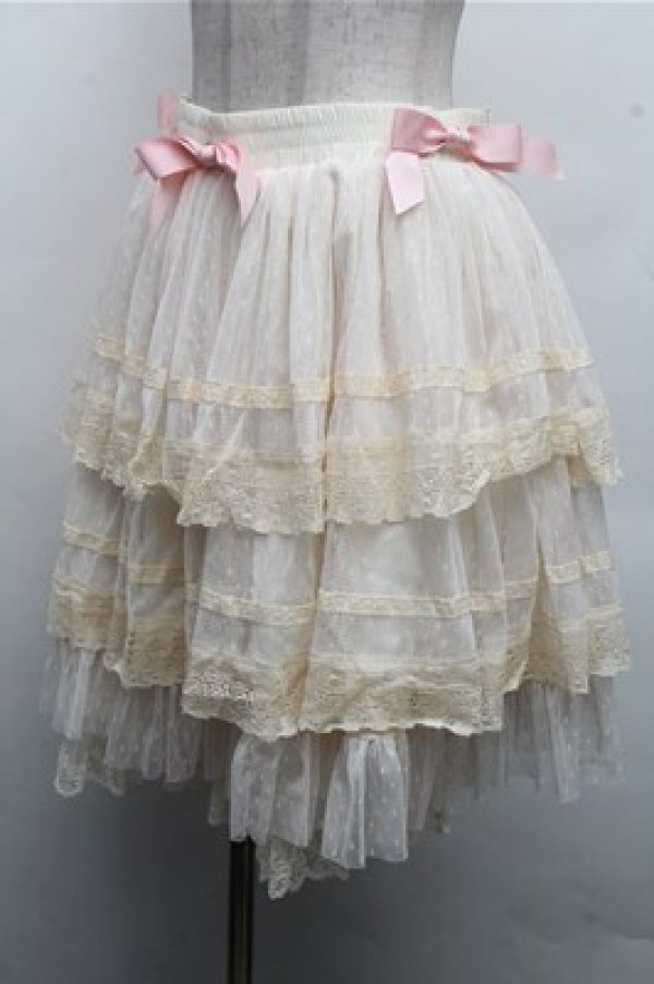 画像3: Hoshibako Works / リボンミルフィーユスカート(ショート)  キナリｘピンク S-26-04-06-060-LO-SK-HR-ZS (3)