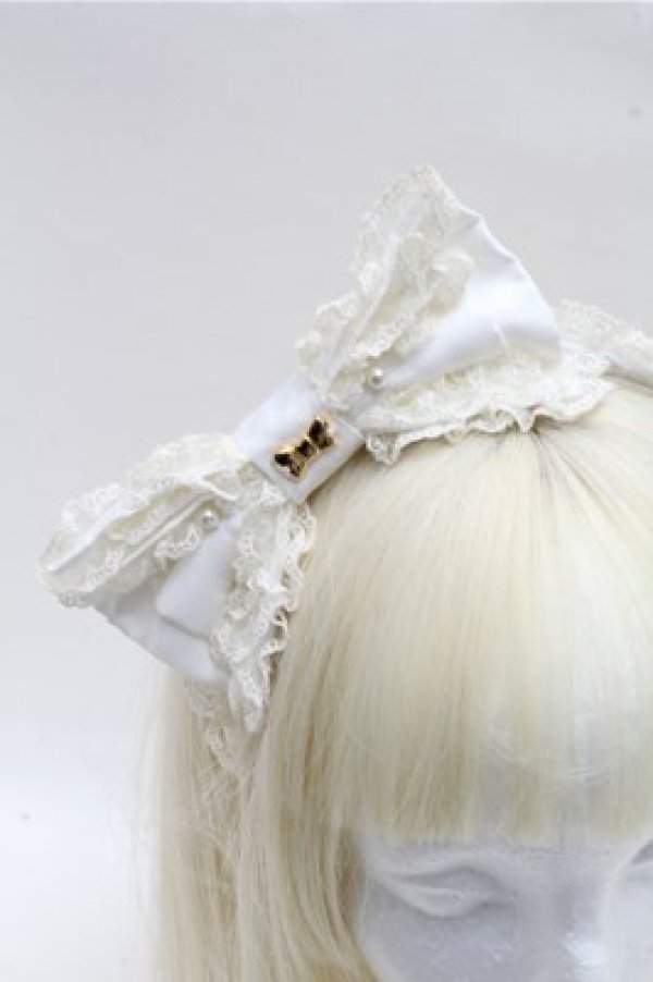 画像2: Angelic Pretty / Dollyななめリボンカチューシャ  白 S-26-04-06-012-AP-AC-AS-ZS (2)