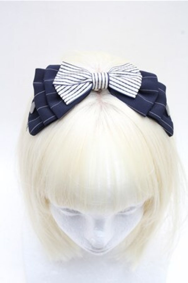 画像2: LOLITA / カチューシャ  紺 S-26-04-06-014-LO-BL-AS-ZS (2)