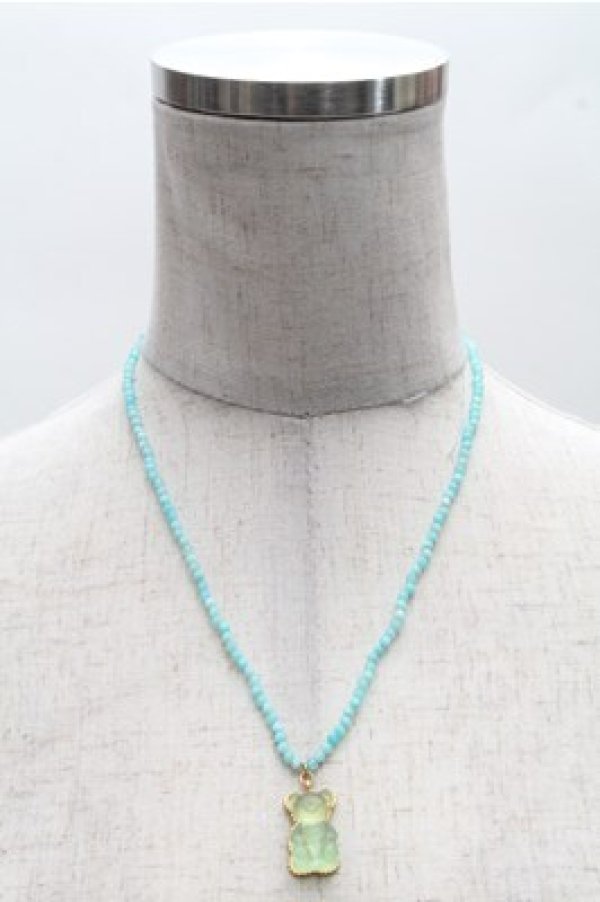 画像1: Q-pot. / アマゾナイト テディ-ベアハードグミネックレス(ソーダ)  ライトブルー S-26-04-06-024-QP-AC-HR-ZS (1)