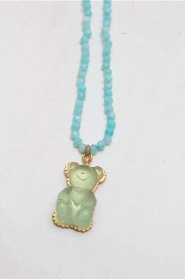 画像2: Q-pot. / アマゾナイト テディ-ベアハードグミネックレス(ソーダ)  ライトブルー S-26-04-06-024-QP-AC-HR-ZS (2)