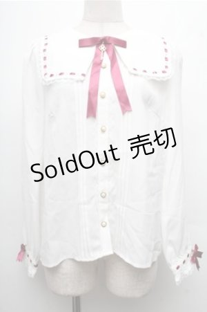 画像: Amavel / はしごレースブラウス  白ｘワイン S-26-04-06-034-CA-BL-AS-ZS