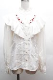 画像1: axes femme / ローズ刺繍フリルブラウス  オフ S-26-04-07-040-AX-BL-AS-ZS (1)