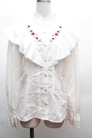 画像: axes femme / ローズ刺繍フリルブラウス  オフ S-26-04-07-040-AX-BL-AS-ZS