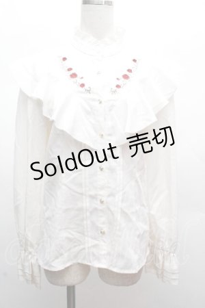 画像: axes femme / ローズ刺繍フリルブラウス  オフ S-26-04-07-040-AX-BL-AS-ZS