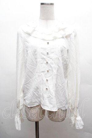 画像: Amavel / 長袖フリルブラウス  白 S-26-04-07-043-CA-BL-AS-ZS