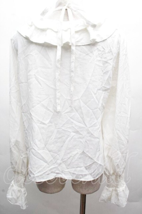 画像2: Amavel / 長袖フリルブラウス  白 S-26-04-07-043-CA-BL-AS-ZS (2)