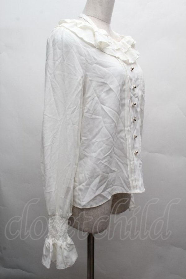 画像3: Amavel / 長袖フリルブラウス  白 S-26-04-07-043-CA-BL-AS-ZS (3)