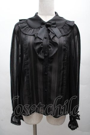 画像: axes femme kawaii / ストライプシアーブラウス  黒 S-26-04-07-044-AX-BL-HR-ZS