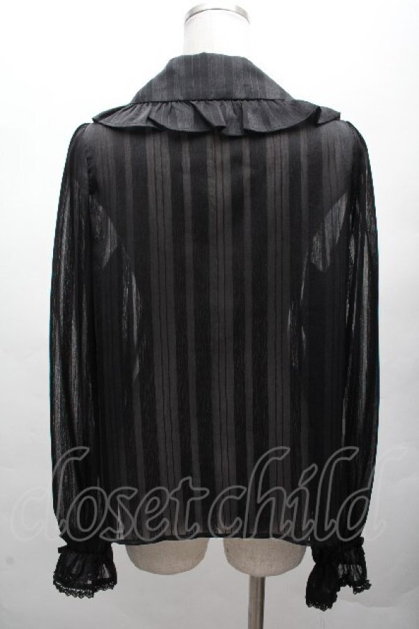 画像2: axes femme kawaii / ストライプシアーブラウス  黒 S-26-04-07-044-AX-BL-HR-ZS (2)