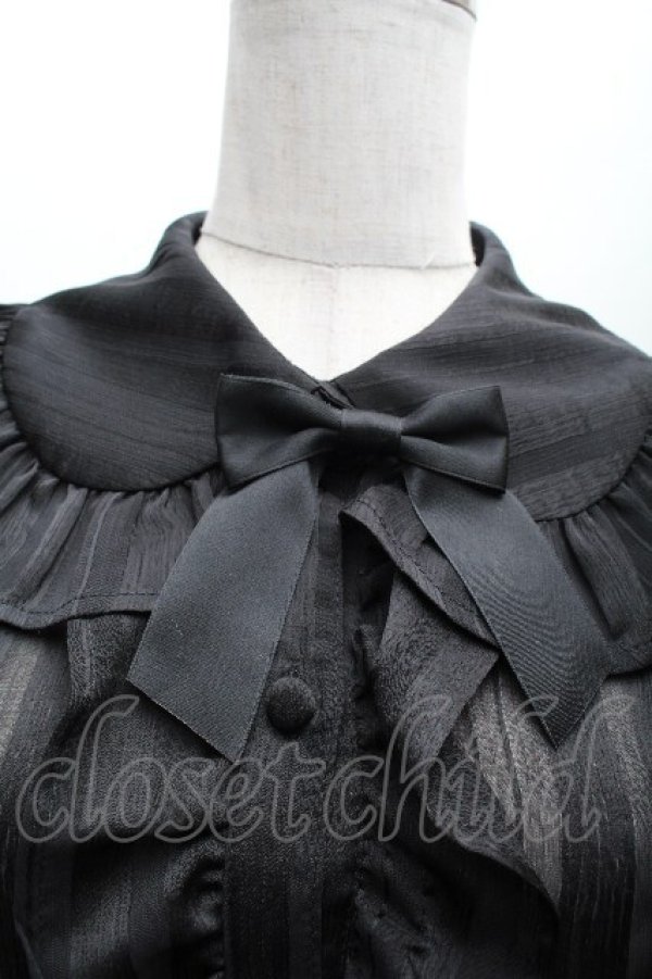 画像4: axes femme kawaii / ストライプシアーブラウス  黒 S-26-04-07-044-AX-BL-HR-ZS (4)