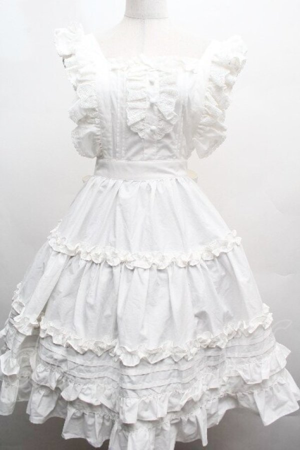 画像1: Chalmiere / コットンフリルエプロン  白 S-26-04-07-045-0-ZA-HR-ZS (1)