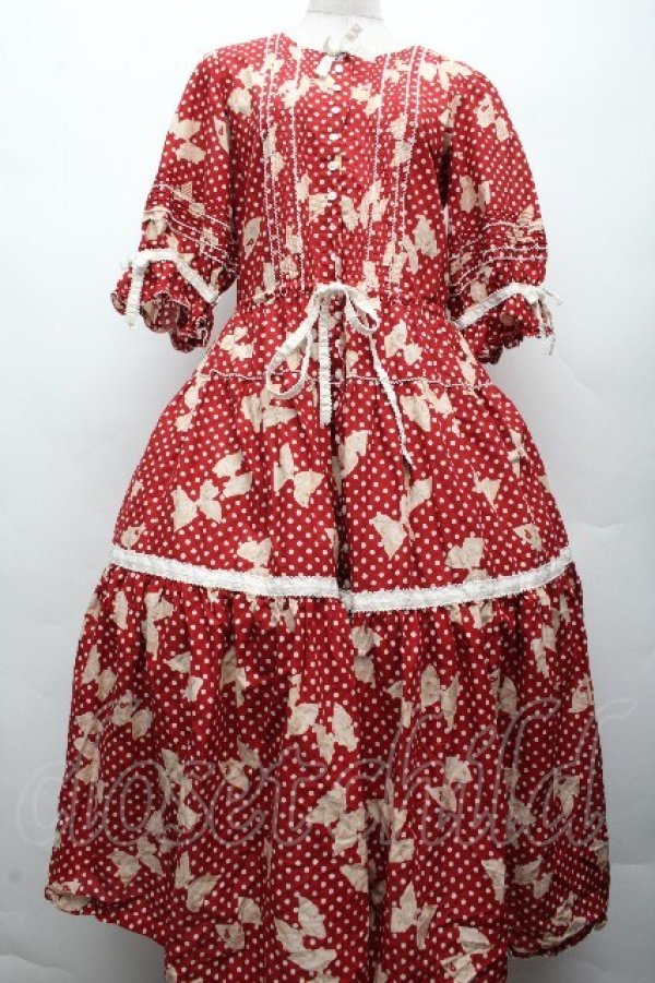 画像1: PINK HOUSE / 水玉りぼんプリントワンピース  赤 S-26-04-07-049-LO-OP-HR-ZS (1)