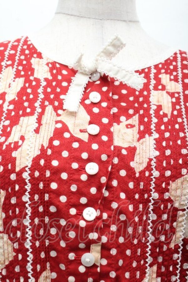 画像5: PINK HOUSE / 水玉りぼんプリントワンピース  赤 S-26-04-07-049-LO-OP-HR-ZS (5)